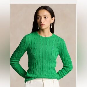 Polo Ralph Lauren Cable Knit Crew Neck Green Sweater - Size S